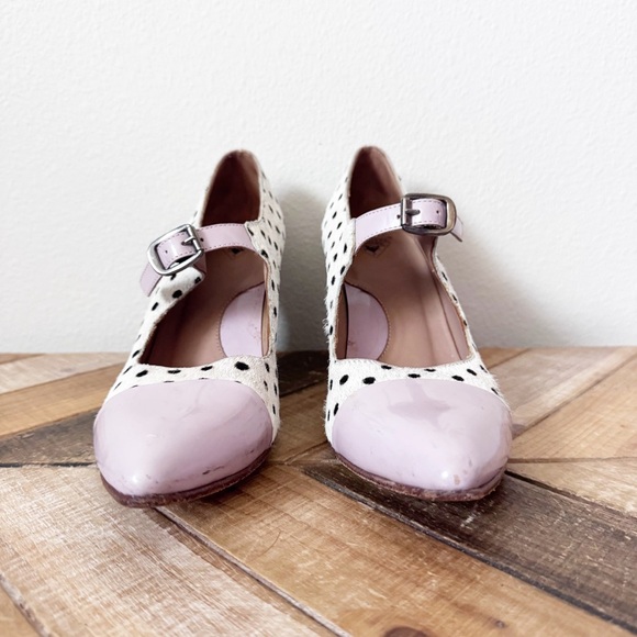 John Fluevog Malala White Pony Dot Heels, size 6 - Picture 10 of 16